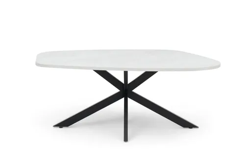 Esstisch - LB ca. 200x100 cm, Keramikoptik weiß, Schwarz