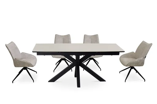 Esstisch MELANIA - ausziehbar, LB ca. 180x95 cm, Glaskeramik, Travertin farbig