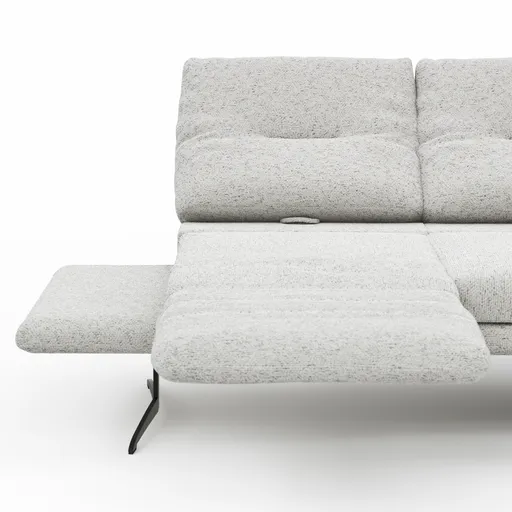 Ecksofa Lucero 2.0 - 2-Sitzer mit Longchair rechts inkl. Sitztiefenverstellung, Drehsitz und Sitztiefe verstellbar, Stoff, Offwhite