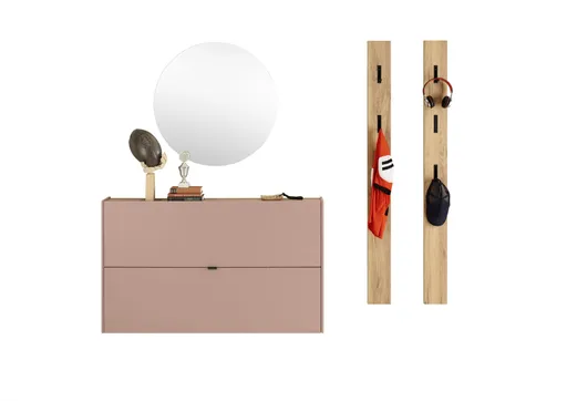 Schuhschrank GIANNA - B ca. 140 cm, Toffee, Navarra Eiche Nachbildung