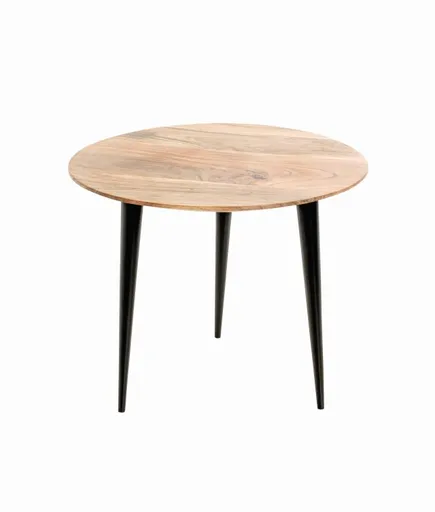 Beistelltisch - D/H ca. 50x41 cm, Akazie natur, Schwarz