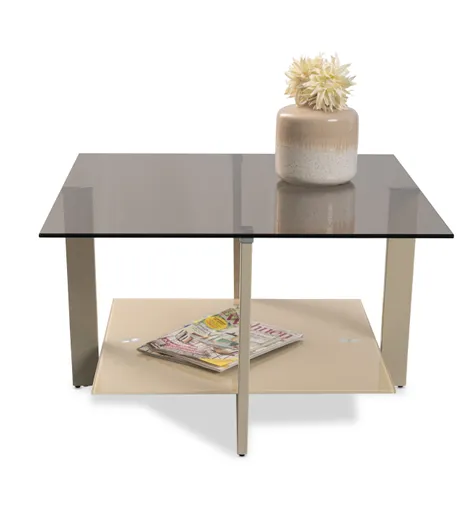 Couchtisch - LB ca. 75x75 cm, Bronze, Cremeweiß