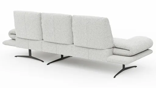 Ecksofa Lucero 2.0 - 2-Sitzer mit Longchair rechts inkl. Sitztiefenverstellung, Drehsitz und Sitztiefe verstellbar, Stoff, Offwhite