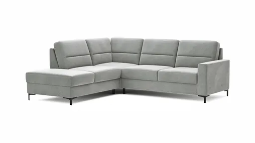 Ecksofa Merlos H. - Ecke links mit 2,5-Sitzer rechts, Stoff, Grau