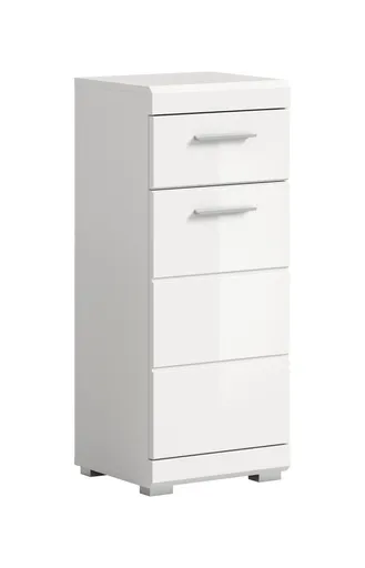 Standschrank - B ca. 37 cm, Weiß, Weiß Hochglanz