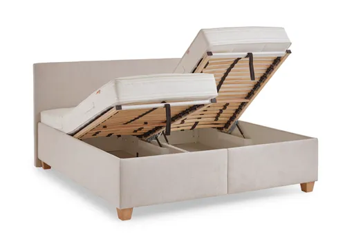 Polsterbett - Liegefläche ca. 180x200 cm, Stoff, Creme