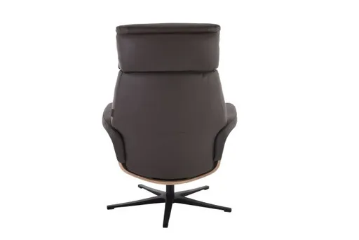 TV-Sessel MOANI mit Hocker - drehbar, Kopfteilverstellung, Leder, Dunkelbraun