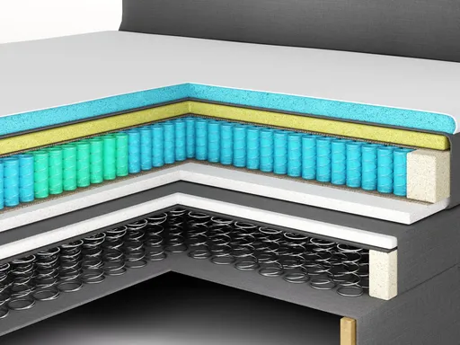 Boxspringbett- Liegefläche ca. 140x200 cm, Stoff, Anthrazit