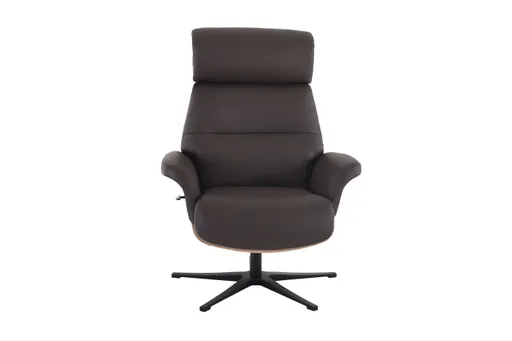 TV-Sessel MOANI mit Hocker - drehbar, Kopfteilverstellung, Leder, Dunkelbraun