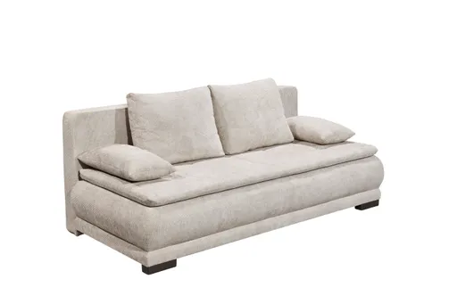 Schlafsofa - 3-Sitzer inkl. Schlaffunktion mit Bettkasten, Stoff, Hellgrau