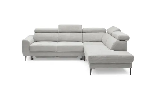 Ecksofa CHARIS - 2-Sitzer, Ecke rechts inkl. Schlaffunktion und Bettkasten, Microfaser, Silbergrau