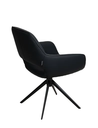 Armlehnstuhl MANOLJA - drehbar, Leder, Schwarz