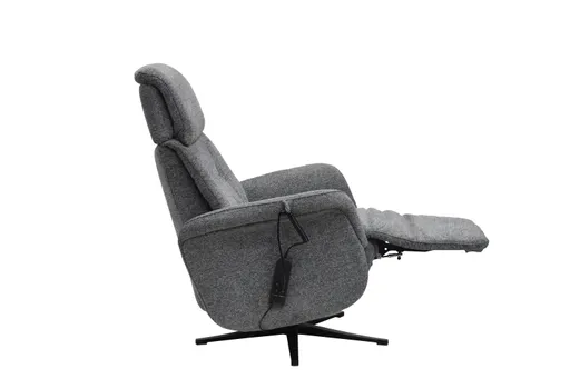 TV-Sessel MARLON - drehbar, Relaxfunktion, Kopfteilverstellung, Stoff, Graublau