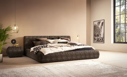 Polsterbett - Liegefläche ca. 180x200 cm, Stoff, Leopard