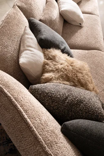 Trapezsofa Motone - Ecke links mit 2-Sitzer, Stoff, Beige
