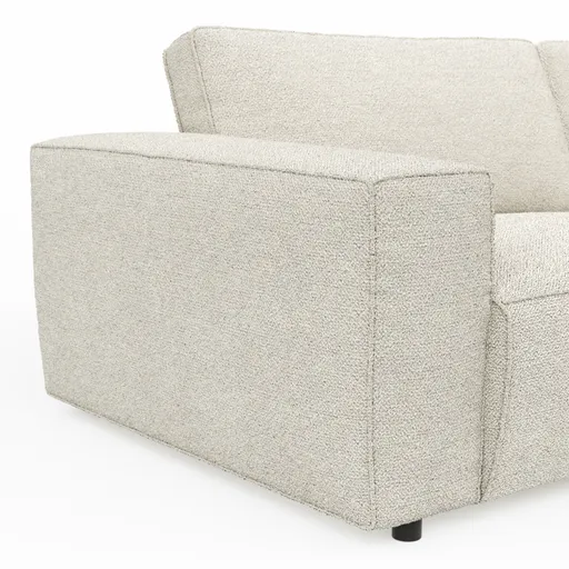 Ecksofa Lilaia - 1,5-Sitzer XL mit Chaise Longue XL rechts, Stoff, Creme
