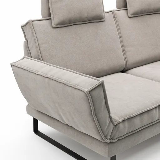 Sofa My - 2,5-Sitzer mit Rückenlehne/Armlehne verstellbar und Drehsitze inkl. Kopfstütze, Stoff, Hellgrau