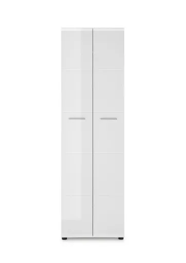 Garderobenschrank- Weiß, Weiß, Hochglanz