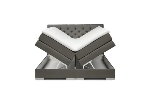 Boxspringbett SANDRIN E- Liegefläche ca. 180x200 cm, Stoff, Dunkelgrau, inkl. Stauraum