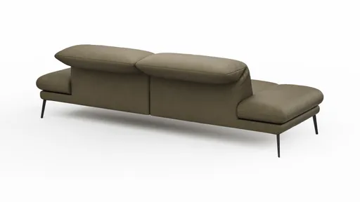 Sofa Elena - 2,5-Sitzer, Kopfteil/Armlehne verstellbar, Leder, Olive