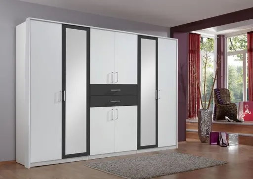Drehtürenschrank- B ca. 270 cm, Weiß, Graphit
