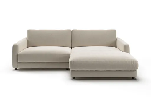 Ecksofa - 1,5-Sitzer mit Longchiar rechts, Stoff, Natur
