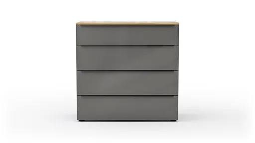 Kommode Colorado Beimöbel - BHT ca. 90x87x43 cm, Dunkelgrau, Griffe schwarz