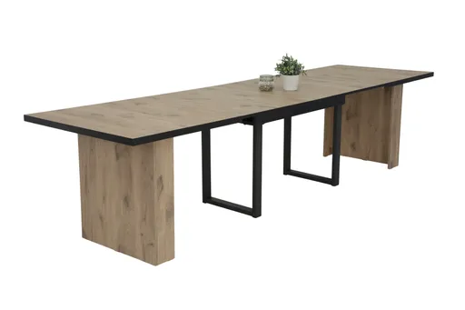 Esstisch - ausziehbar, LB ca. 160x90 cm, Viking Eiche Nachbildung, Schwarz