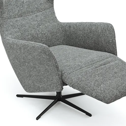 Relaxsessel Clemens - inkl. Relaxfunktion (motorisch), Kopfstütze/Akku, Stoff, Grau