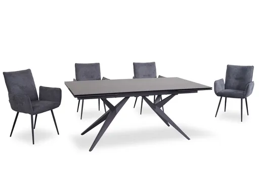 Esstisch MICHELA - ausziehbar, LB ca. 180x95 cm, Glaskeramik, Dunkelgrau