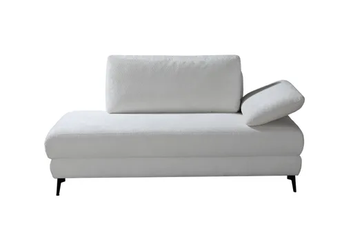 Einzelliege - Schlaffunktion mit Bettkasten, Armteil verstellbar, Stoff, Weiß