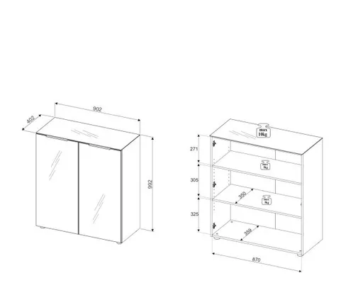 Kommode - B ca. 90 cm, Weiß