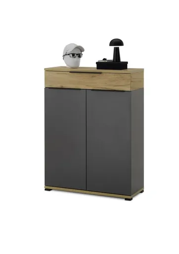 Schuhschrank GRANERA - B ca. 89 cm, Graphit, Navarra Eiche Nachbildung