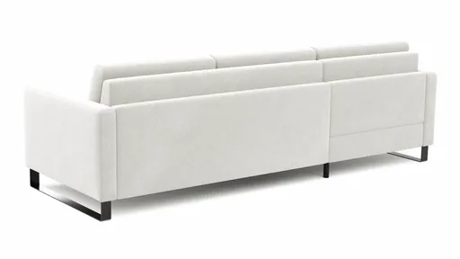 Schlafsofa Laredo - Longchair mit 2-Sitzer rechts inkl. Schlaffunktion mit Bettkasten, Stoff, Graubeige