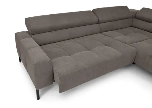 Ecksofa COLLEEN - Ecke links und 2-Sitzer, Sitzvorzug motorisch, Feincord, Taupe