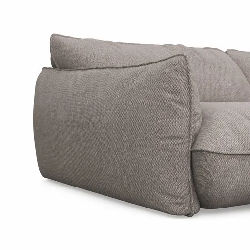 Ecksofa Fluffy - 2,5-Sitzer mit Longchair rechts inkl. Rückenlehne verstellbar, Stoff, Taupe