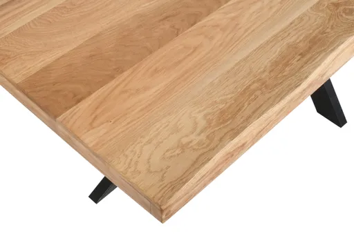 Esstisch - LB ca. 220x100 cm, Eiche massiv geölt, Baumkante, Schwarz