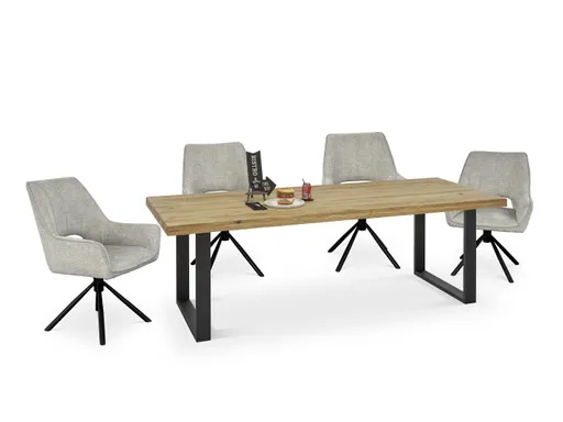 Armlehnstuhl MARESA - drehbar, Stoff, Silberfarben