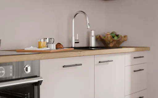 Küchenblock- ohne E-Geräte, B ca. 280 cm, Eiche Dekor, Kaschmir, Matt