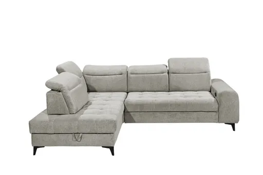 Ecksofa - Ecke links, 2-Sitzer inkl. Funktionen, Stoff, Taupe