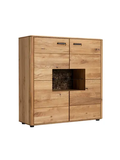 Highboard Vigo - Wildeiche massiv, Natur geölt