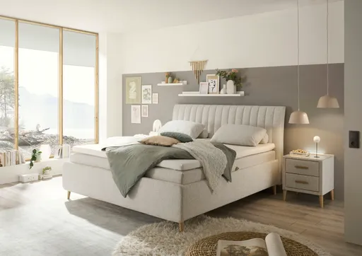 Boxbett - Liegefläche ca. 180x200 cm, Stoff, Beige