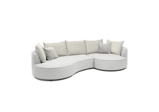Ecksofa - 2-Sitzer, Ecke rechts, Stoff, Silberfarben