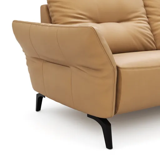 Sofa Bahia - 2-Sitzer inkl. Armlehne verstellbar, Leder, Kurkuma