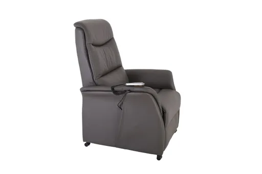 TV-Sessel MARIK - Relaxfunktion, Kopfteil verstellbar, Leder, Dunkelgrau