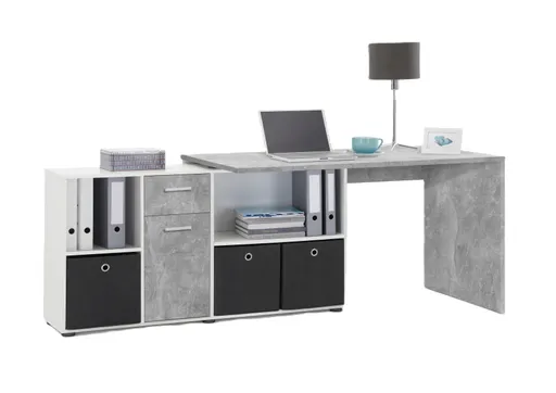 Schreibtisch- LB ca. 136x67 cm, Beton, Weiß