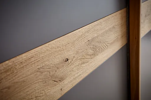 Schwebetürenschrank Viana - inkl. Passepartout, B ca. 271 cm, Lack, Steingrau, Riffholz, Balkeneiche