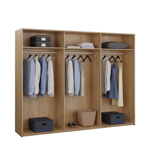 Drehtürenschrank FALLEA- B ca. 265 cm, Wildeiche Natur, Dunkelgrau