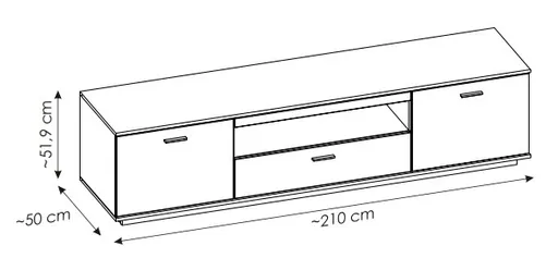 TV-Lowboard - B ca. 210 cm, Alpinweiß, Viking Eiche Nachbildung