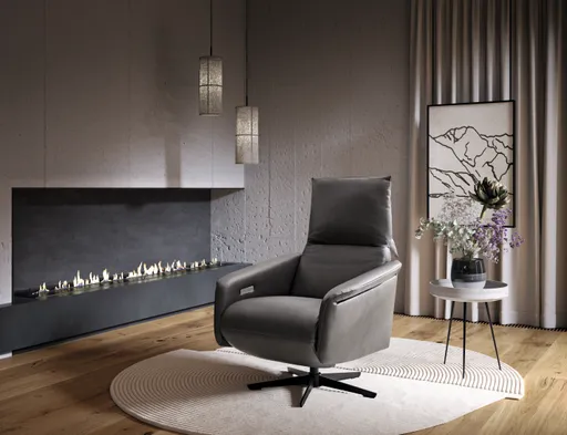 Sessel - Relaxfunktion motorisch, Leder, Hellbraun